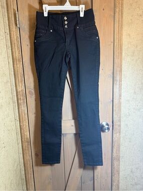 High-Rise Black Women's Jeans with Triple-Button Waist